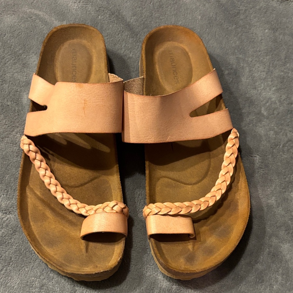 Maurices Light Brown Sandals with Braided Detail